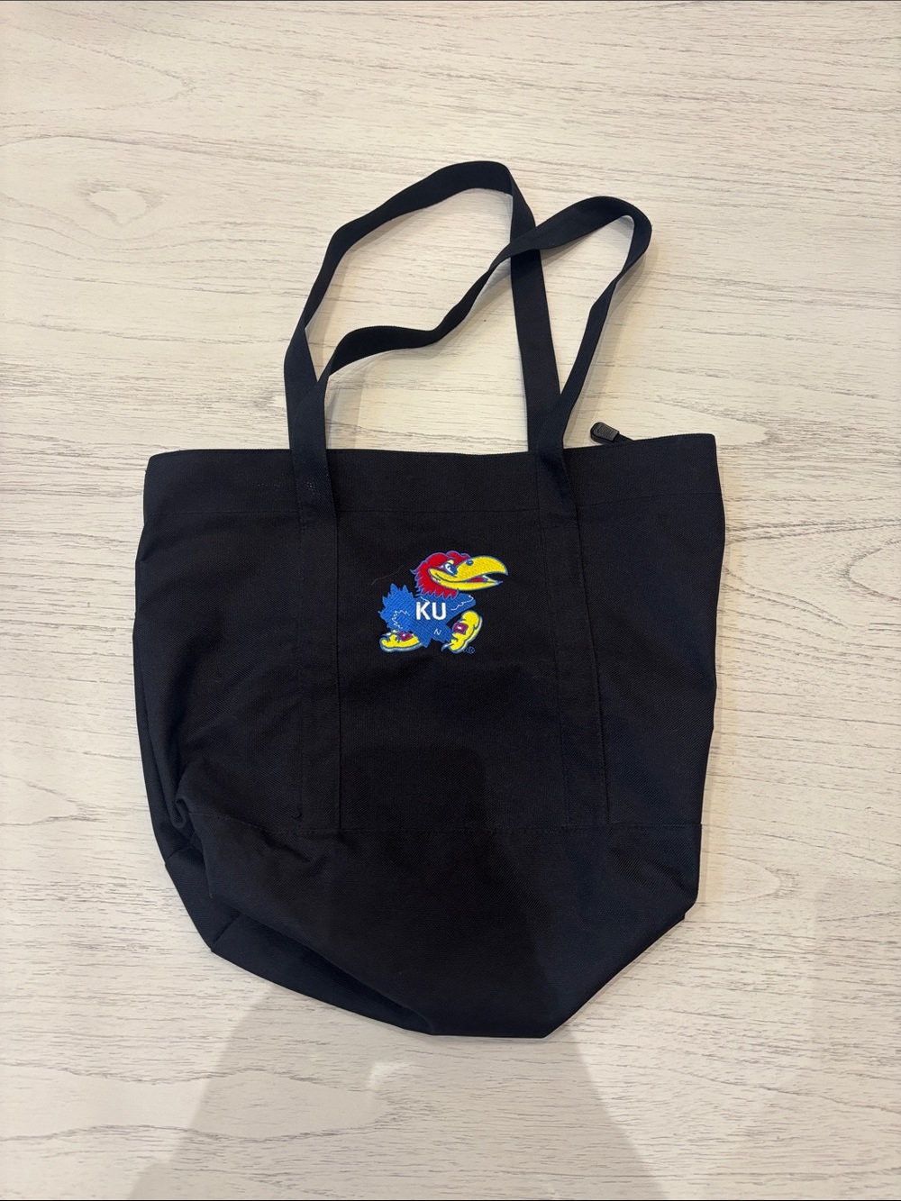Embroidered Black Canvas Tote Bag